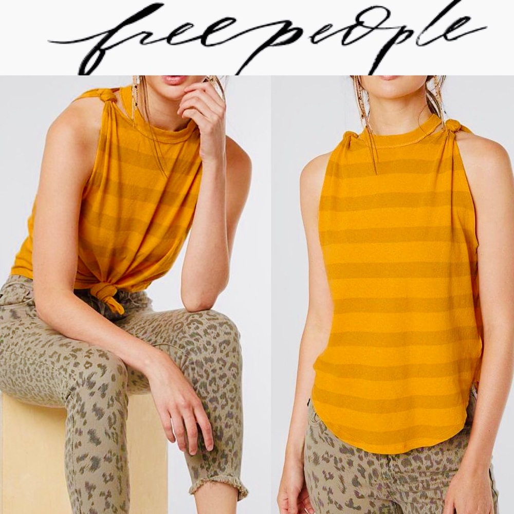 🔖New FREE PEOPLE Twist Tank Top Tangerine Orange